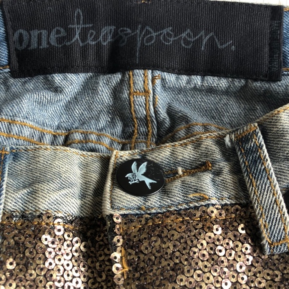 One Teaspoon Sequin Romeos Shorts Denim - Picture 8 of 11